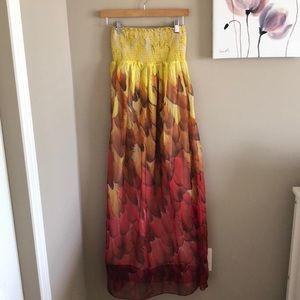 Long Maxi dress, red and yellow